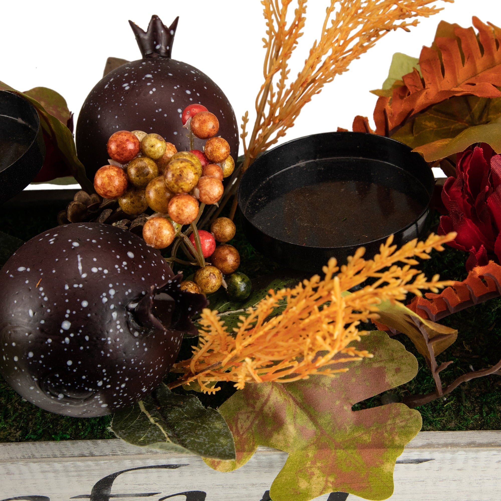 Northlight 24" Autumn Harvest 3-Piece Candle Holder in a Rustic Wooden Box Centerpiece