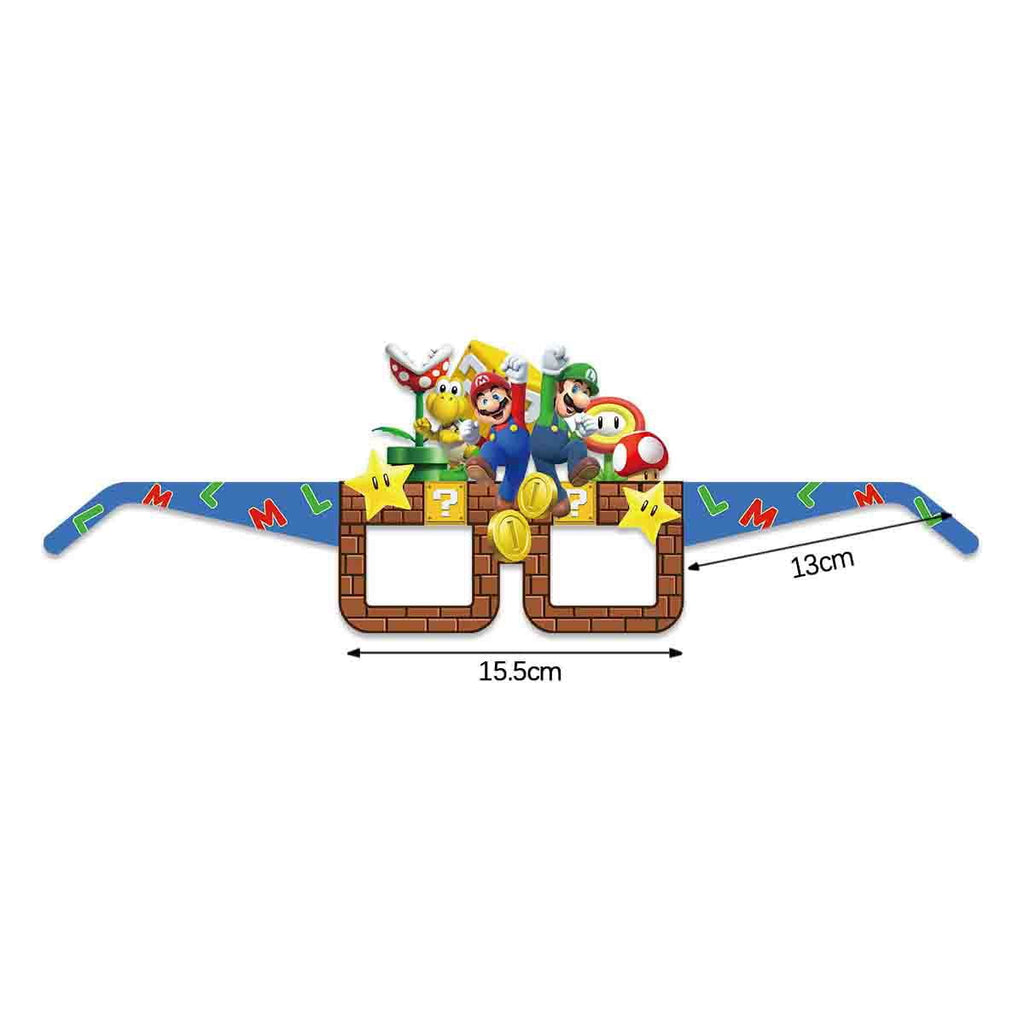 16Pcs Super Mario Bros Themed Glasses, Party Supplies Photo Booth Prop Cartoon Character Cosplay Birthday Gift for Kids.
