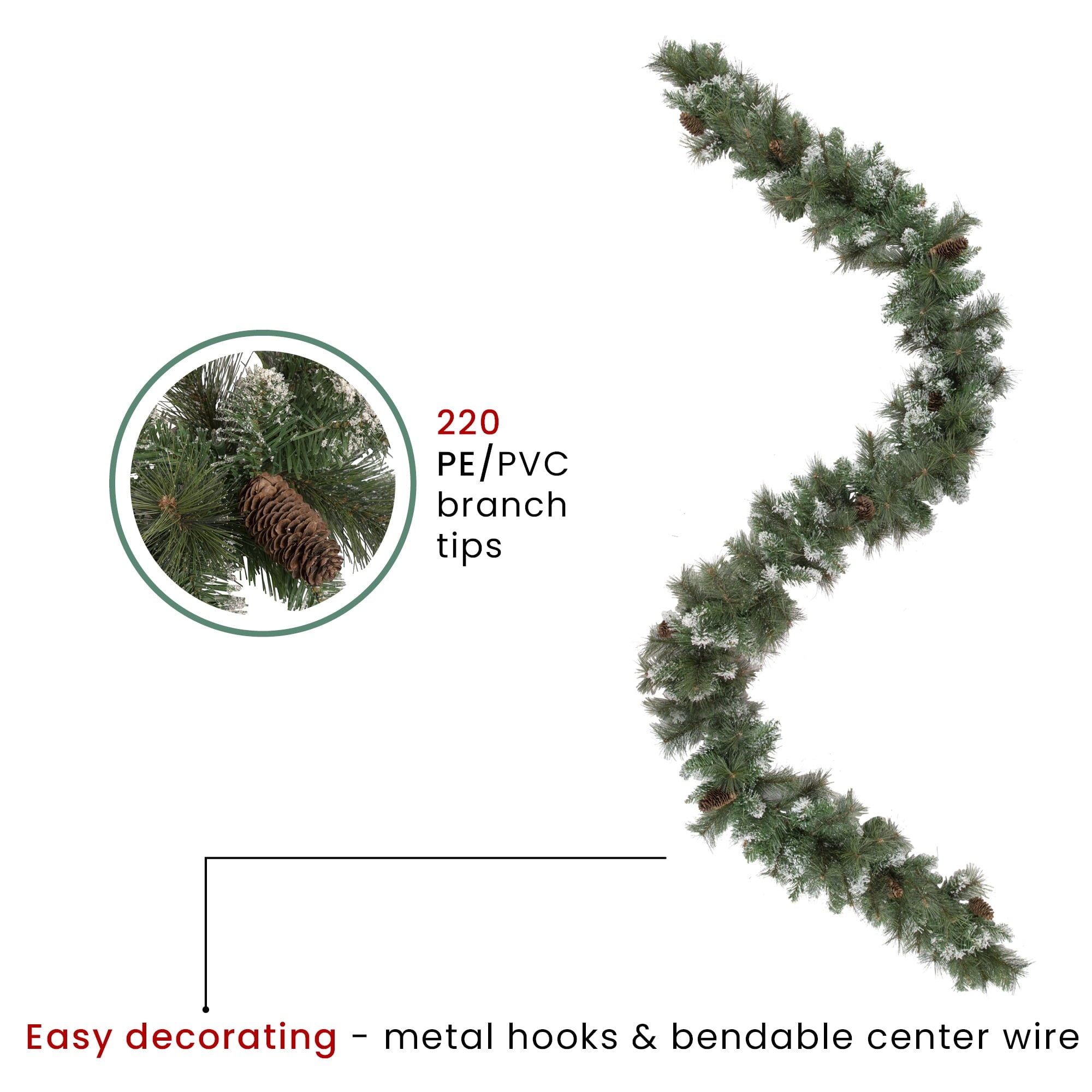 Northlight Real Touch™️ Snow Valley Pine Artificial Christmas Garland - Unlit - 9' x 10"