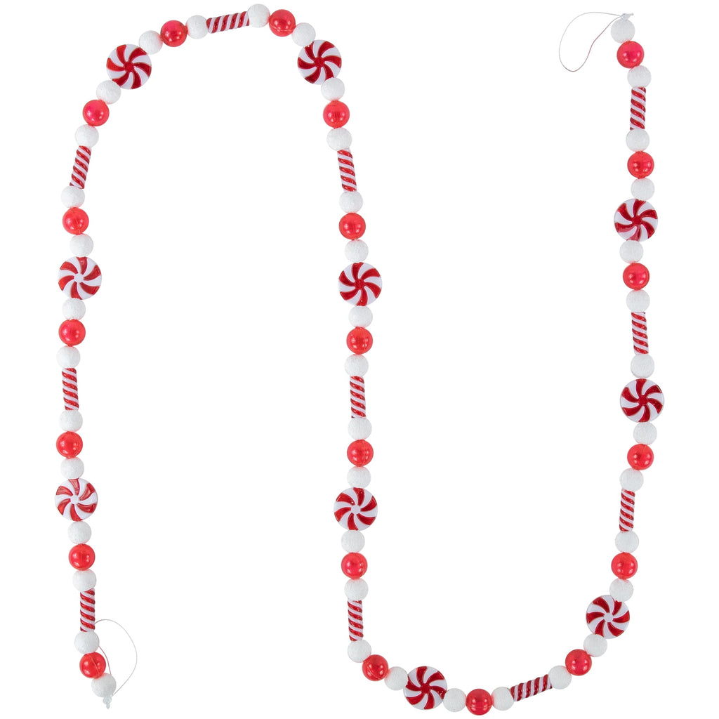 Northlight 6' Red and White Beaded Peppermint Candy Christmas Garland Unlit