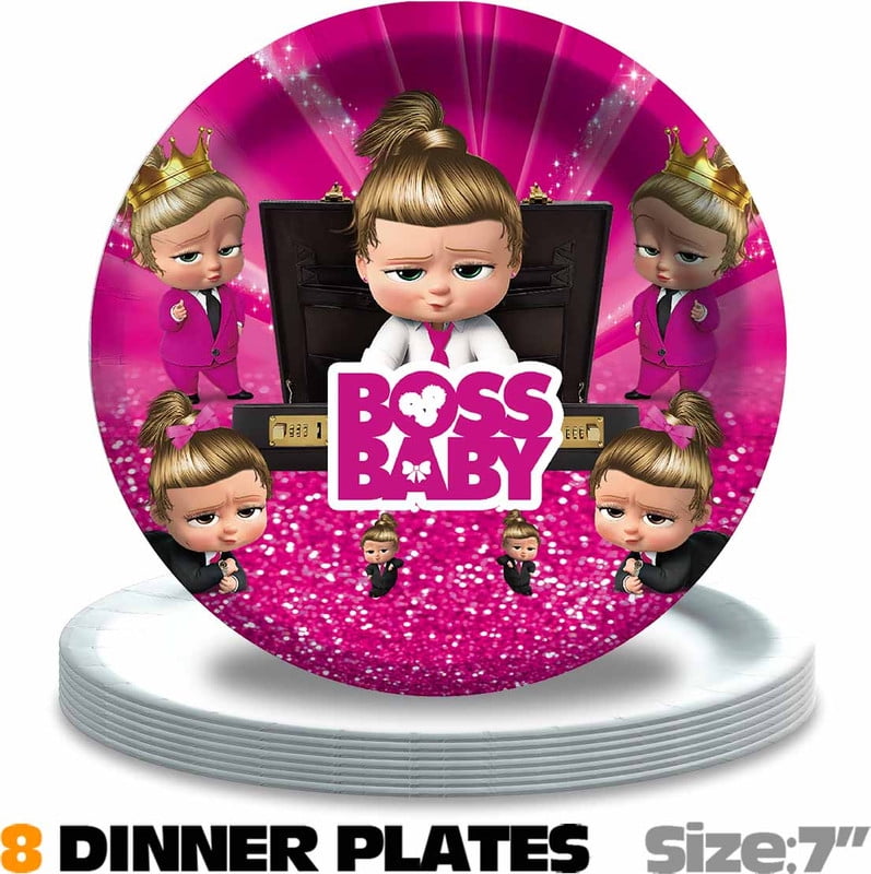 Boss Baby White Girl Party Decor Plates Cake Topper Balloons Banner Backdrop Supplies Decorations Tableware