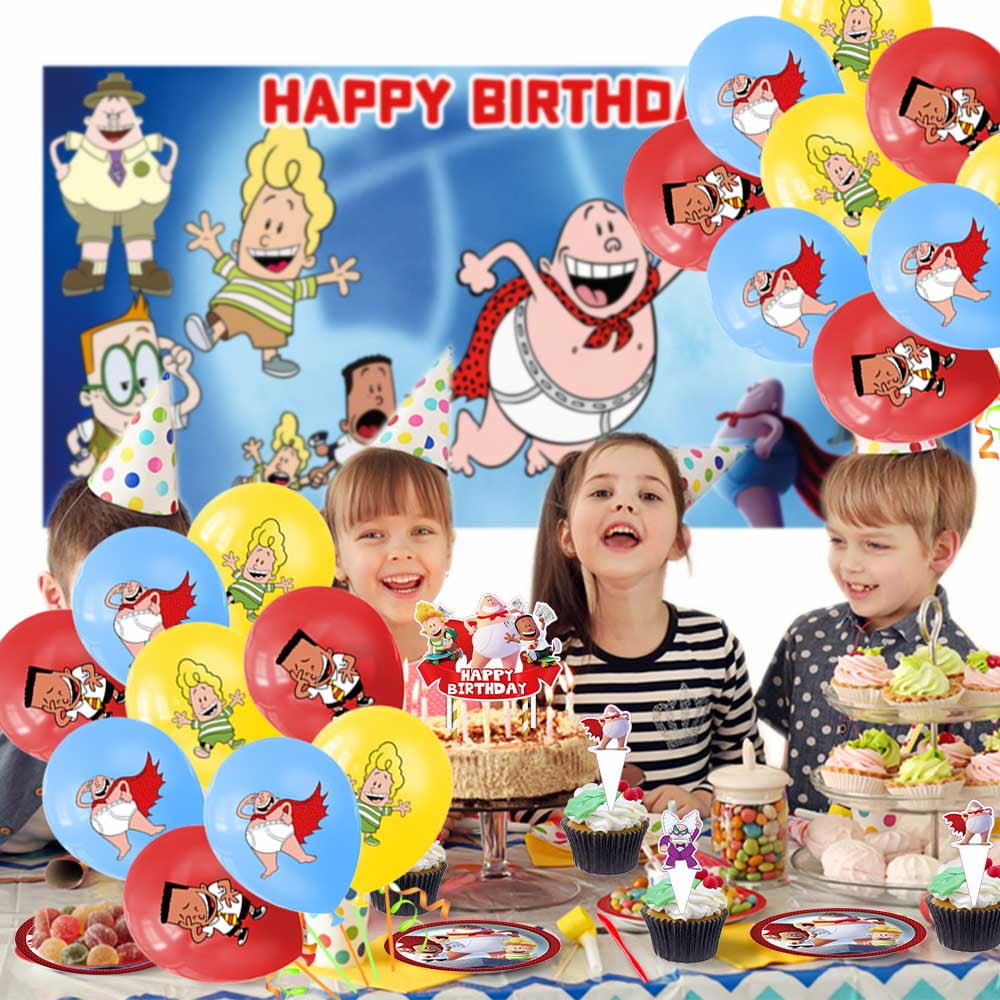 Captain Underpants Party Supplies Plates Decorations Birthday Cake Topper Banner Decor Backdrop Balloons