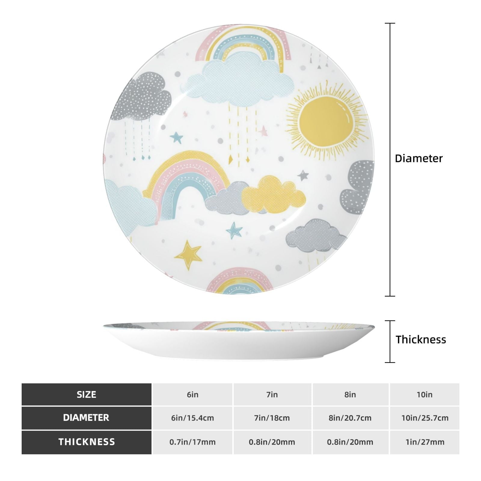 Decorative Plates – Bone China Wall & Table Decor - Rainbow - 8in