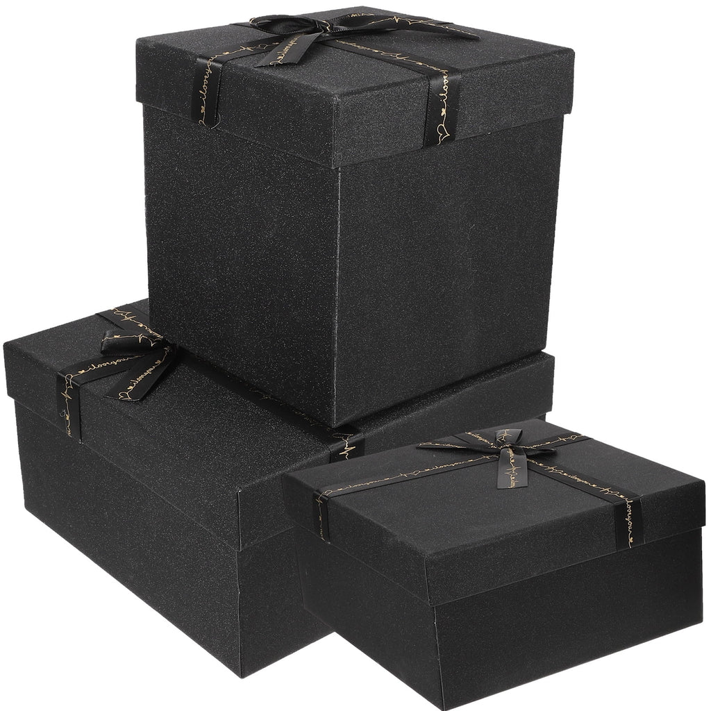 unbranded  3 Pcs Gift Wrapping Boxes Favors Cardboard Crate Bridesmaid Black