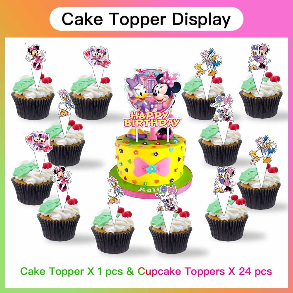 Daisy Minnie Bowtique Party Supplies Plates Decorations Birthday Cake Topper Banner Decor Backdrop Balloons