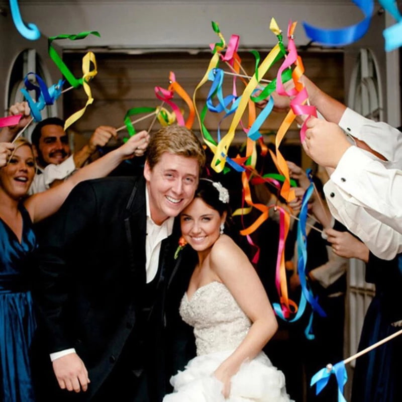 50 Pieces Ribbon Sticks Wedding Streamers Chromatic Streamers Silk Fairy Sticks for Party, Birthday, Celebration and Holiday