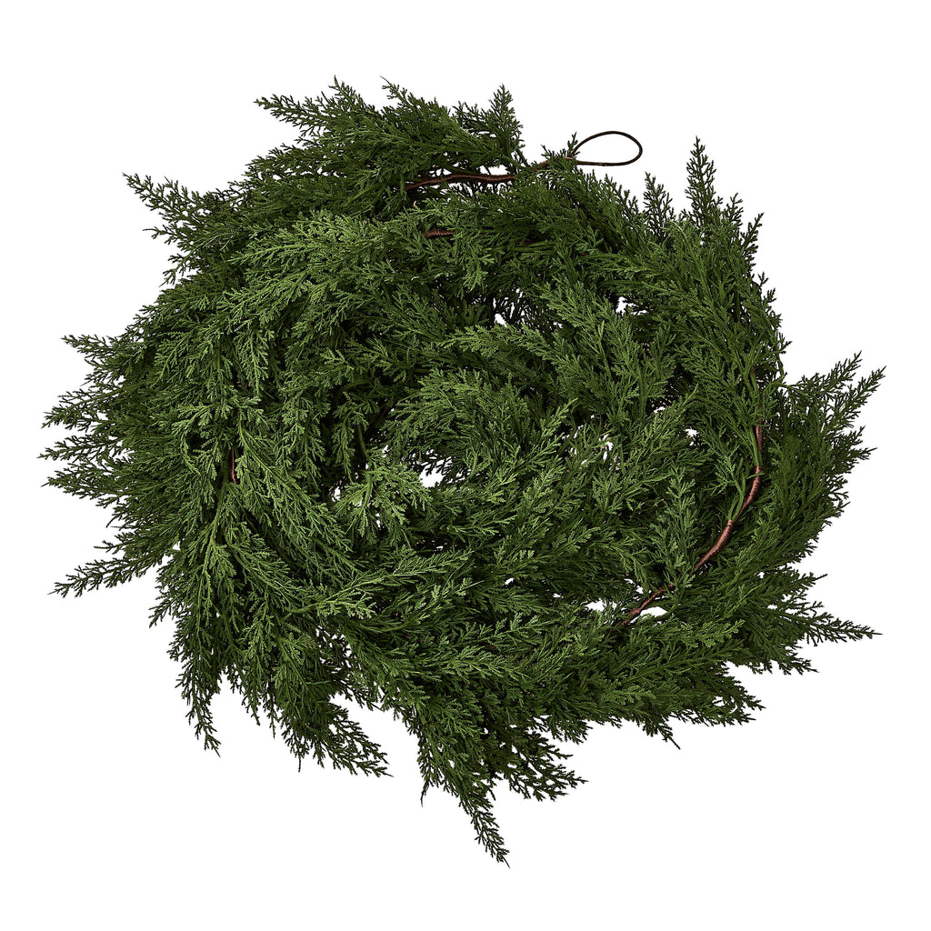 My Texas House 9ft Non-lit Natural Feel Cedar Green Artificial Christmas Garland, Soft PE
