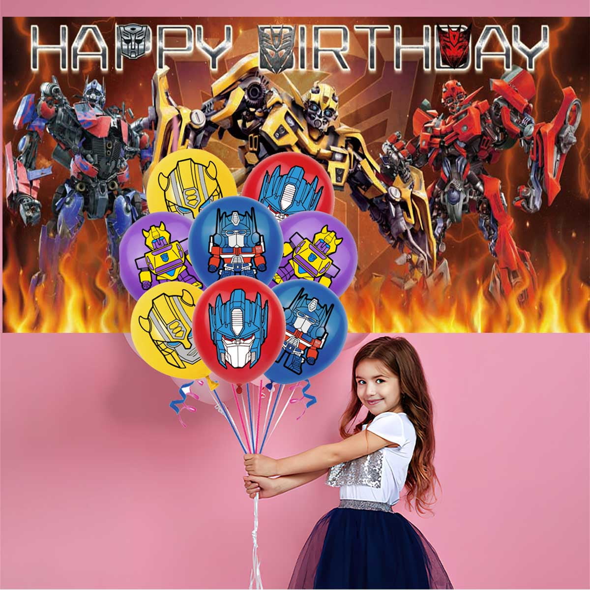 Transformer Birthday Party Supplies Balloons Plates Decoration Cake Topper Decor Tableware Banner Backdrop