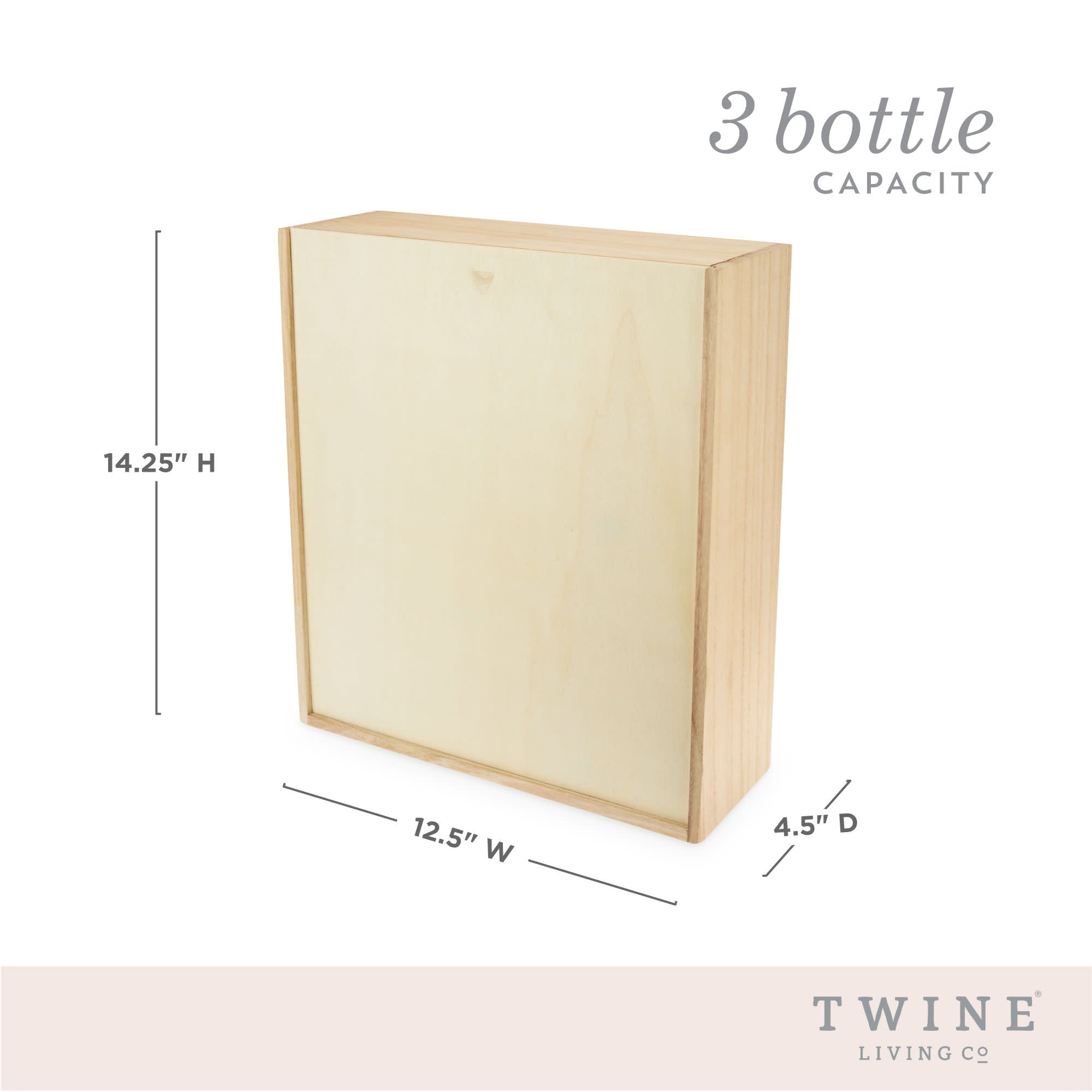 Twine Decorative Wine Gift Box, 3-Bottle Wine Box, Paulownia Wood, Gifts