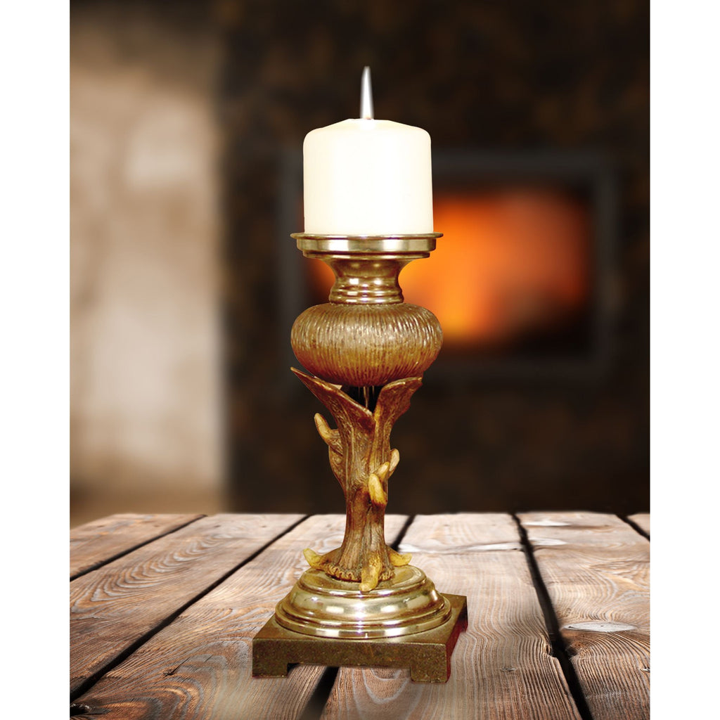 Art Glass Designs Set of 2 Rutherford Pillar Candle Holders 10"