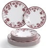 Crown Display 40-Piece Disposable Plates Set - White and Pomegranate Design - 20 Guests