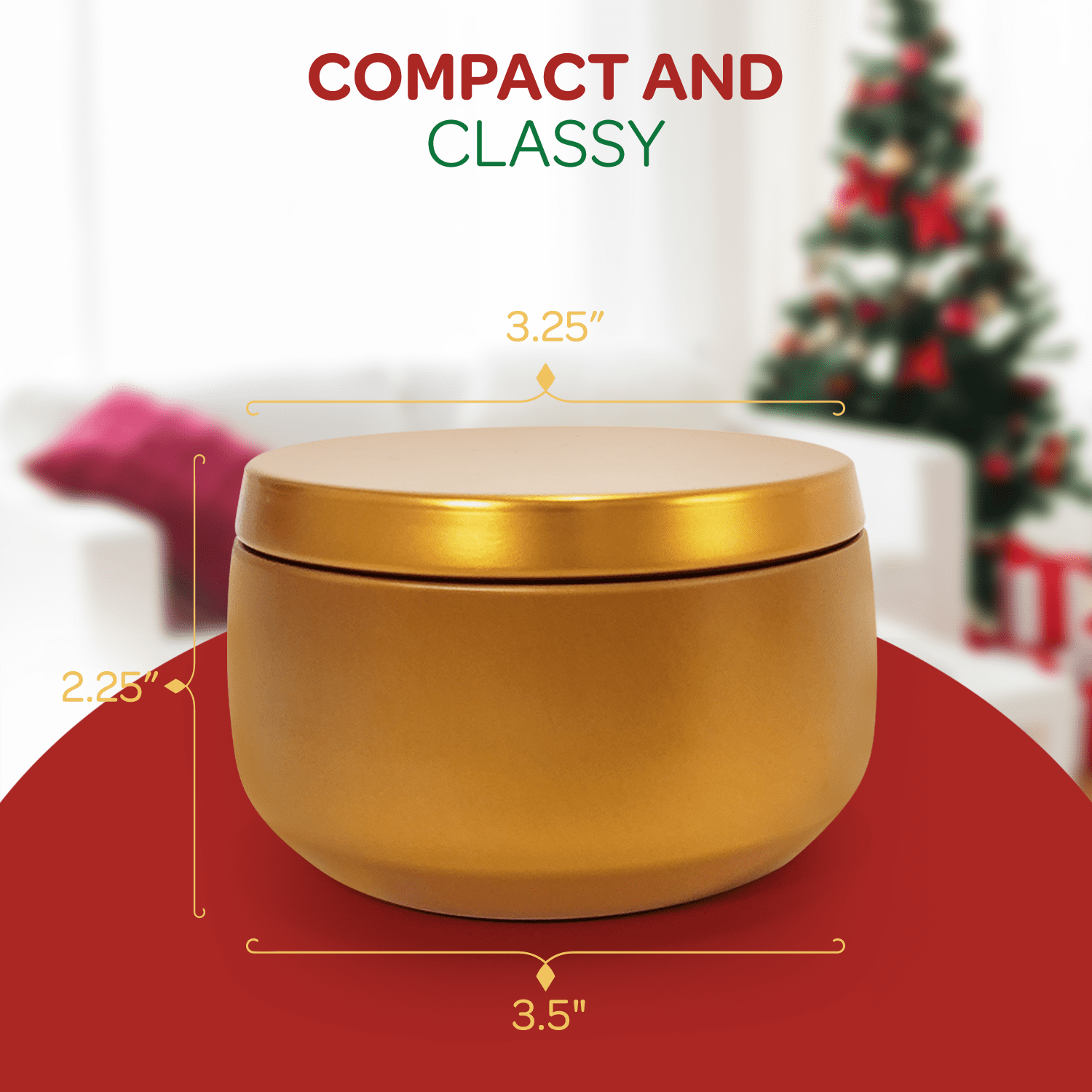 Hearts & Crafts Holiday Tin Candle Jars for Making Candles - Candle Tins 8oz - 24 Holiday Christmas Tin Candle Jars with Lids for Candle Making - Red, Green, Gold