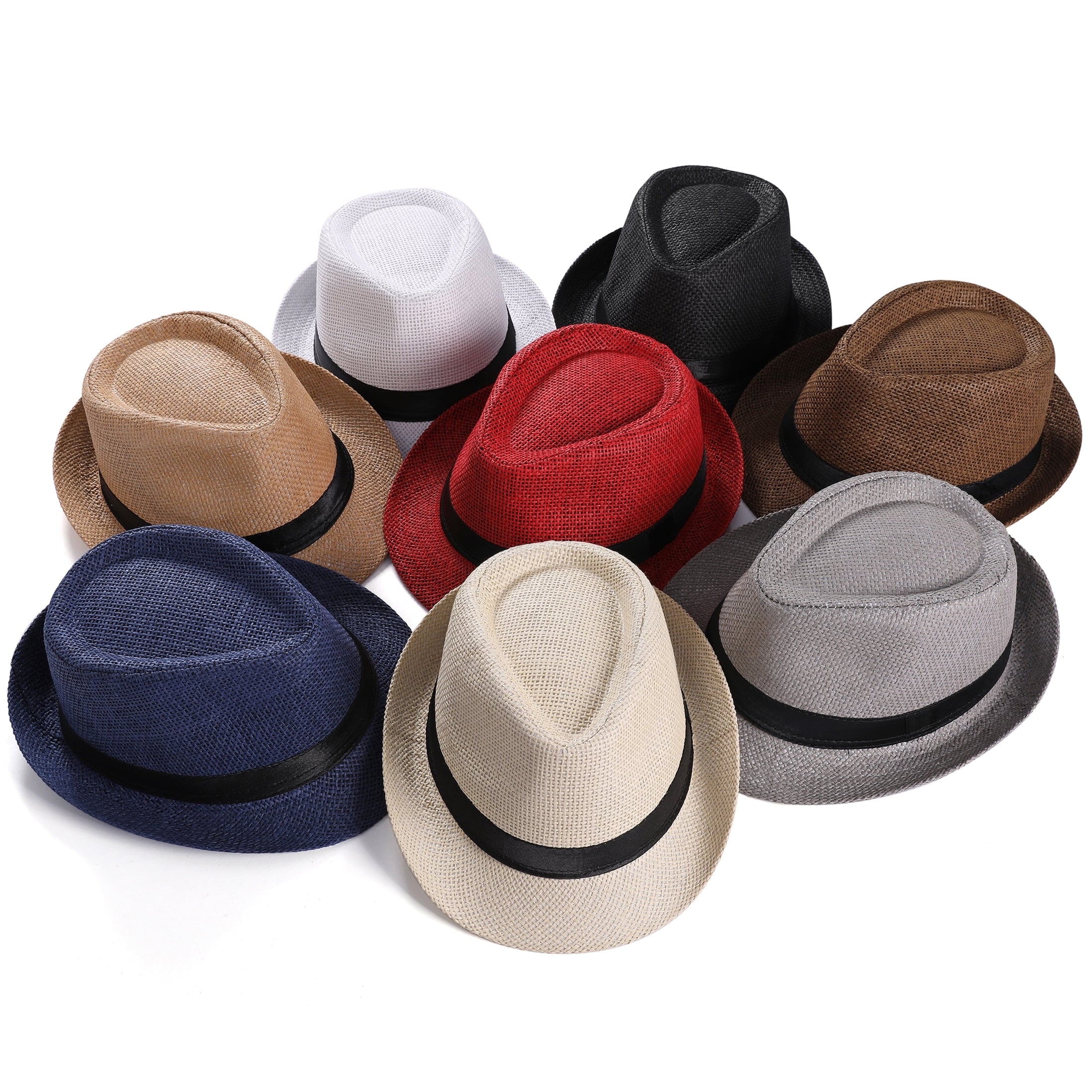 BABEYOND Straw Trilby Fedora Hat for Men-1920s Felt Panama Hat Short Brim Summer Cap with Ribbon