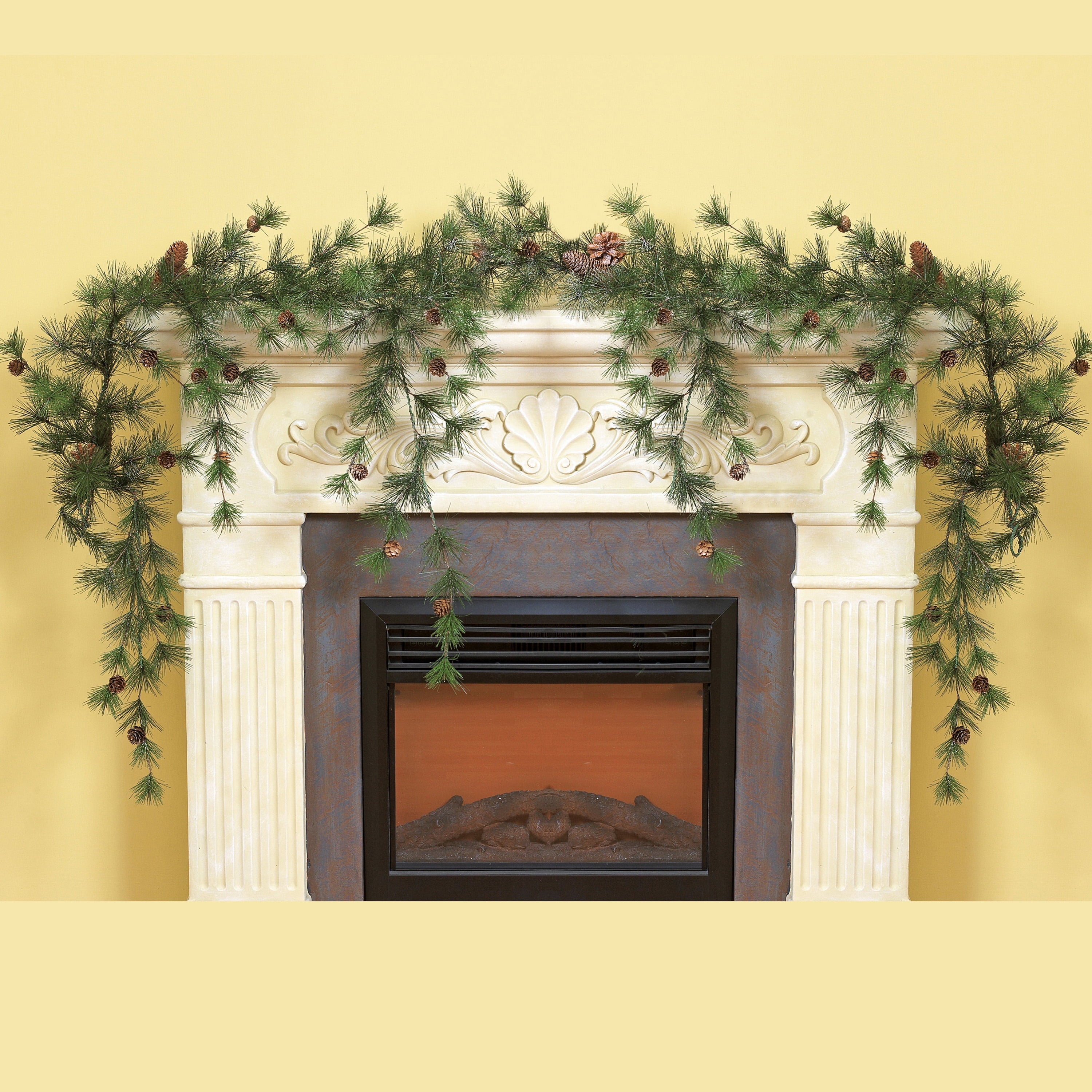 Gerson International 6ft Snowy Ming Artificial Pine Garland, Green