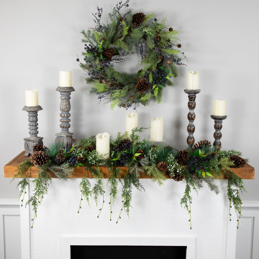 Northlight 5' x 6" Pine Cone and Cedar Artificial Christmas Garland, Unlit