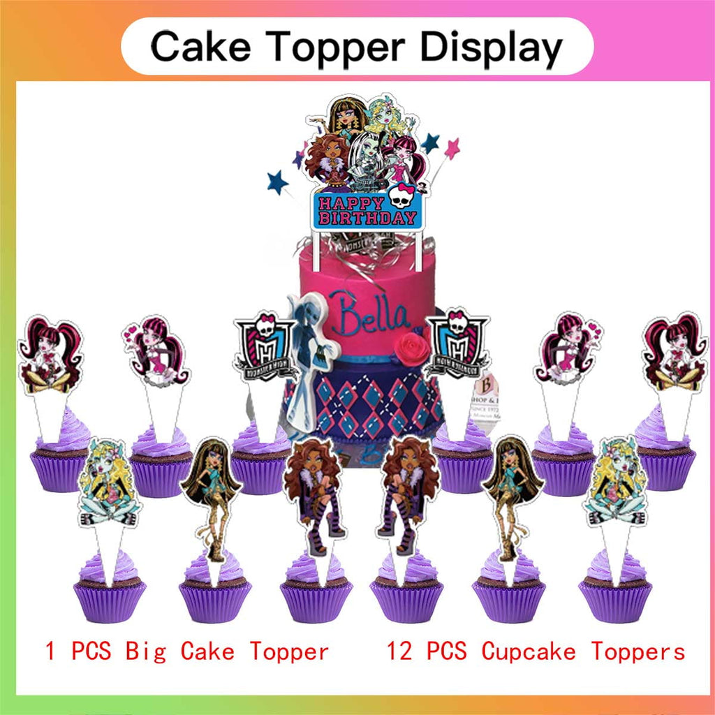 Monster High Birthday Party Supplies Balloons Plates Decoration Cake Topper Decor Tableware Banner Backdrop