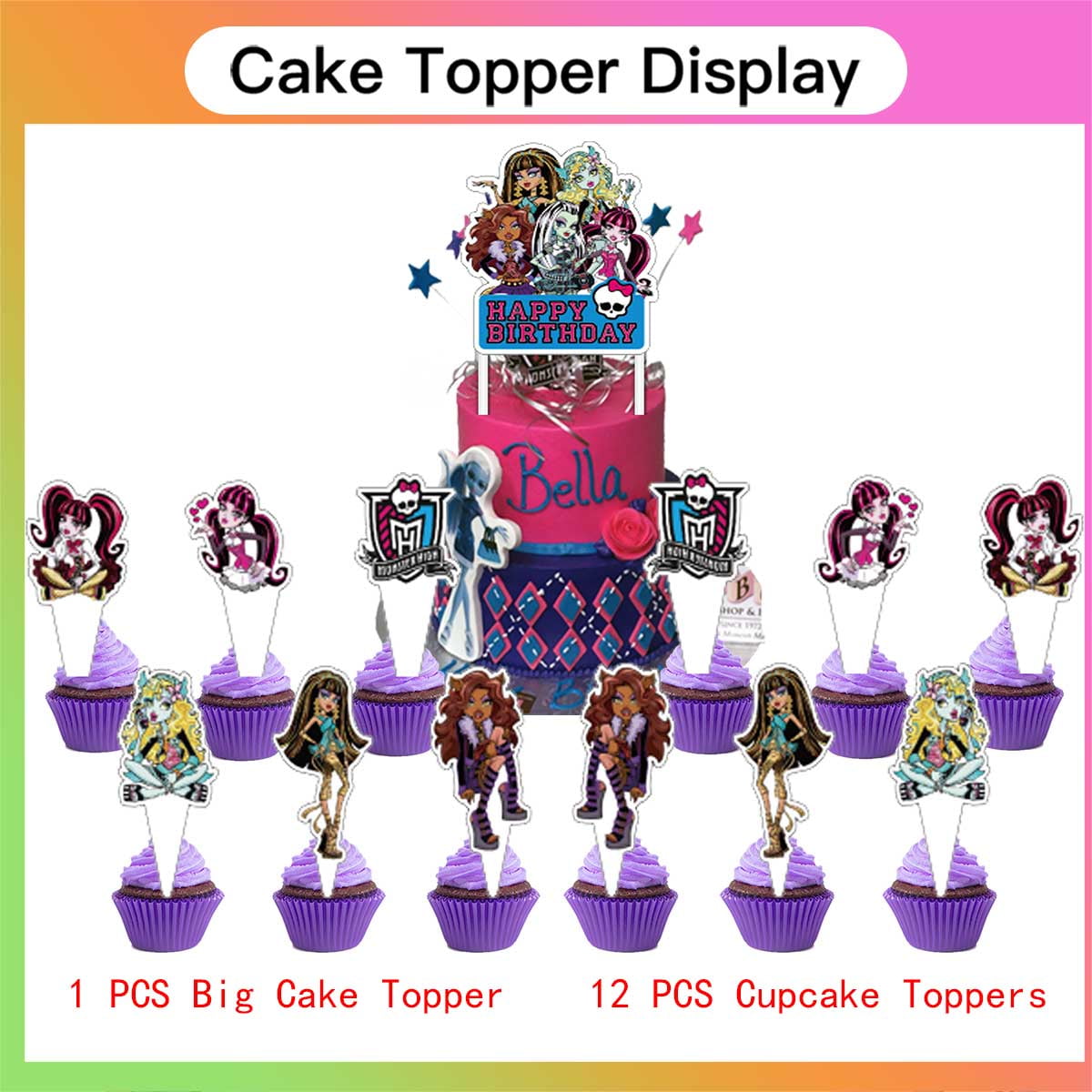Monster High Birthday Party Supplies Balloons Plates Decoration Cake Topper Decor Tableware Banner Backdrop
