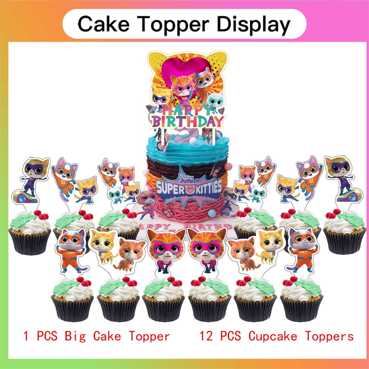Super Kitties Birthday Party Supplies Balloons Paper Plates Decoration Cake Topper Decor Tableware Banner Backdrop