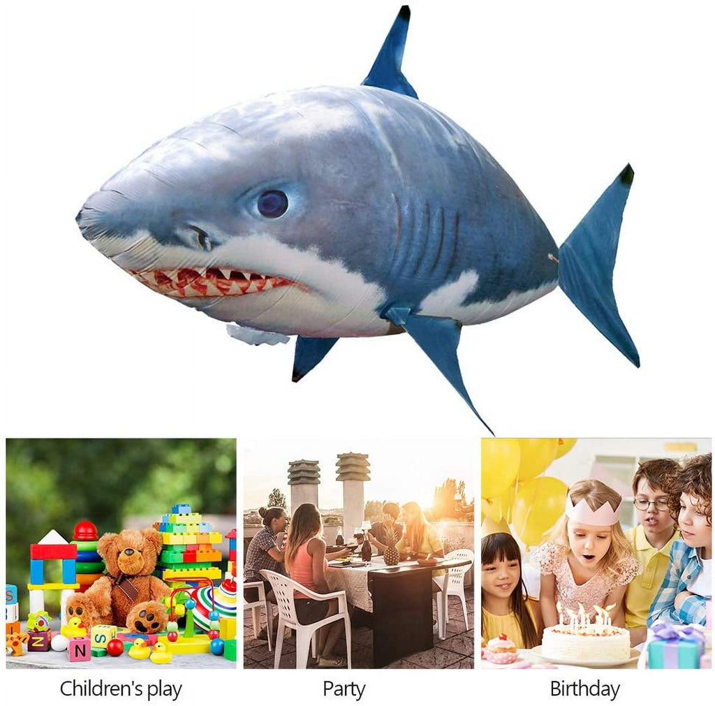 GGB-Flying Shark Toy, Remote Control Flying Shark Inflated Rc Inflatable Balloon Toy Shark Clownfish Kids Gift(Blue Shark) Vendor【0507】