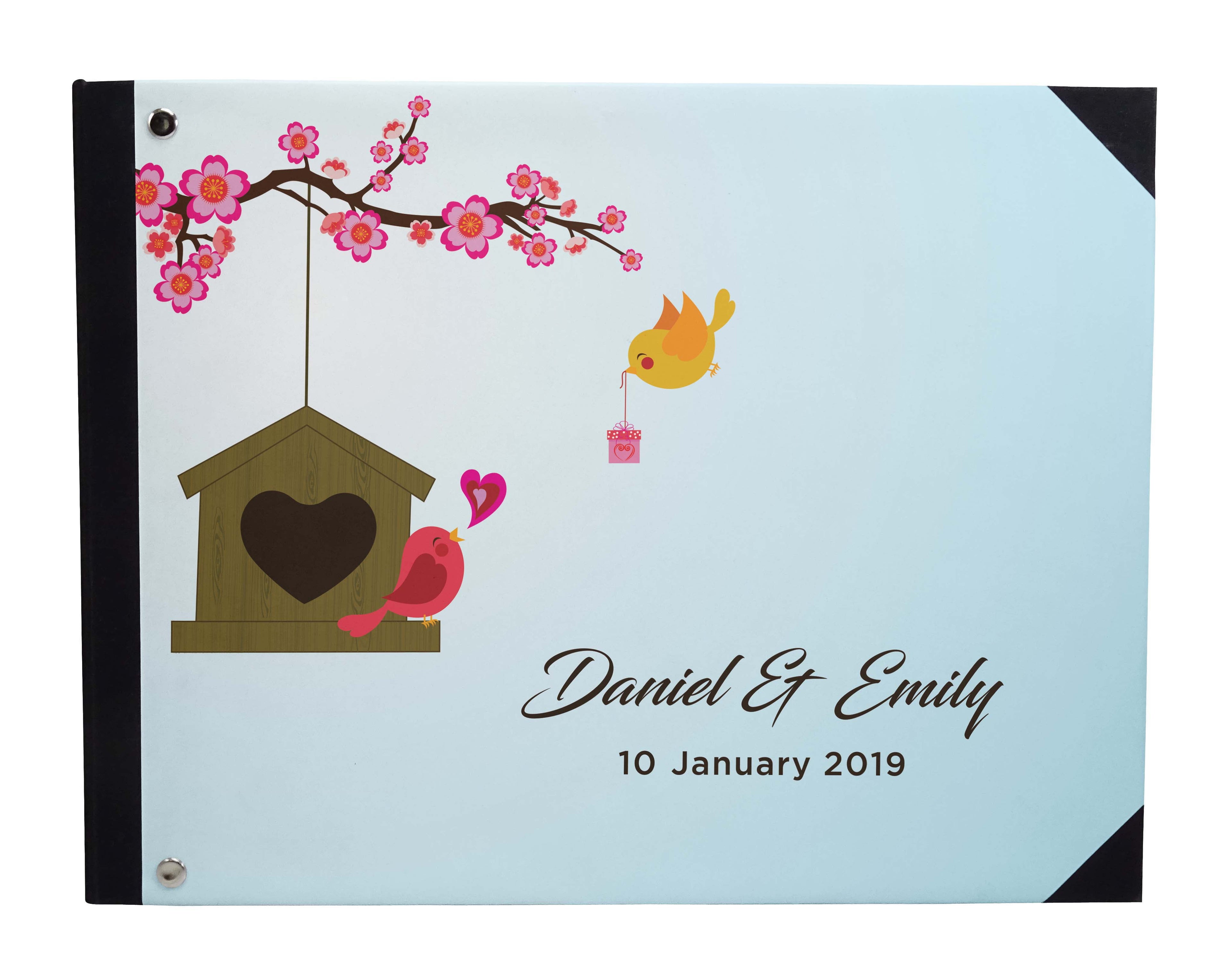 Darling Souvenir White Geometric Wedding Guest Book Hardbound Guest Sign-In Book Guest Registry Guestbook-9 x 12 Inches