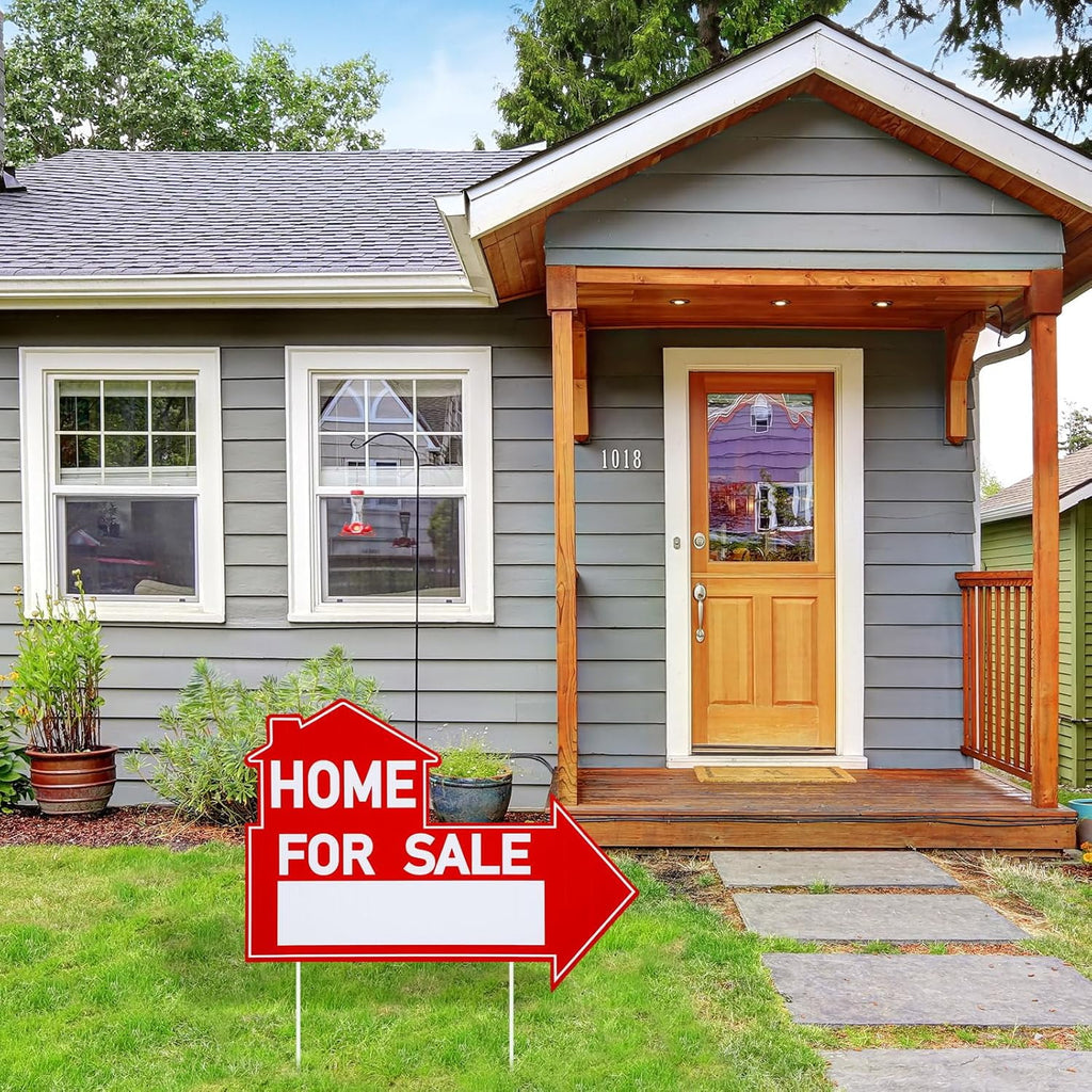 6 Pcs Home for Sale Signs with Stakes 12 x 16 Inch Double Sided for Sale by Owner Yard Sign Directional Arrow Estate Sale Signs for Real Estate Lawn Garden Yard(Home for Sale)