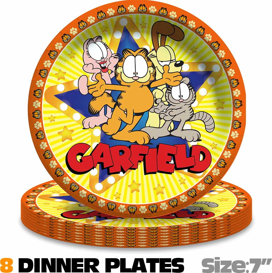 Garfield cat Party Supplies Cake Topper Decor Banner Backdrop Tableware Balloons Birthday Decorations