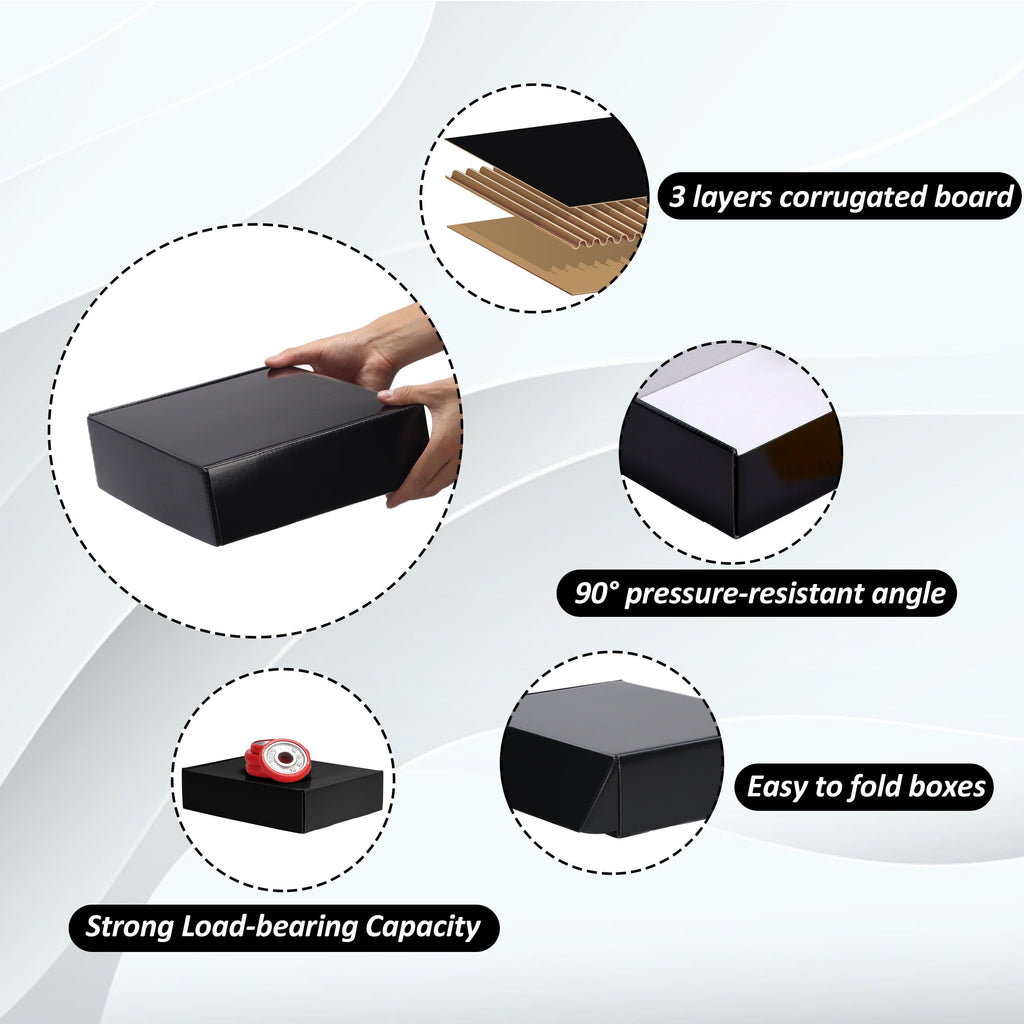 12x9x3 Shipping Boxes, 20 Packs Gift Boxes for Shipping Business Party, Black