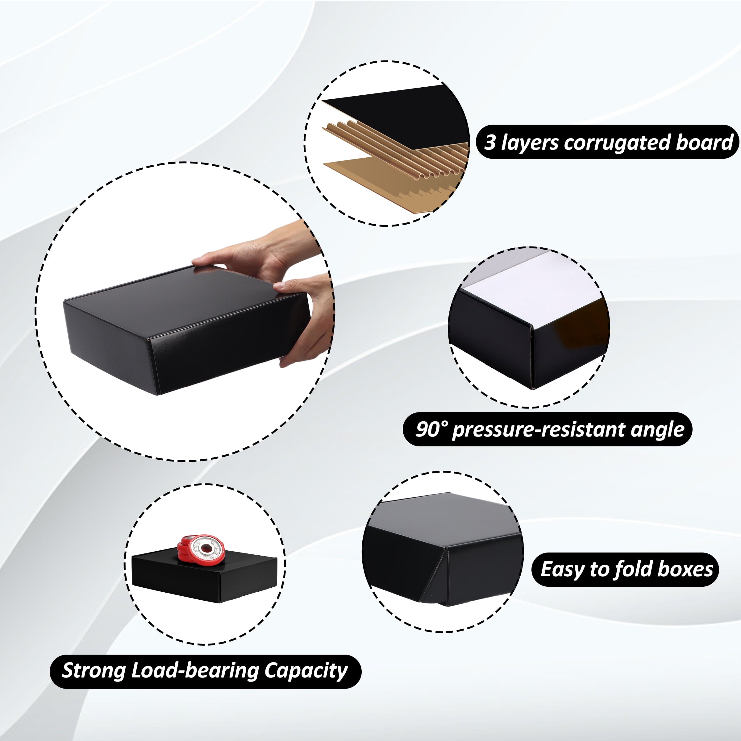12x9x3 Shipping Boxes, 20 Packs Gift Boxes for Shipping Business Party, Black