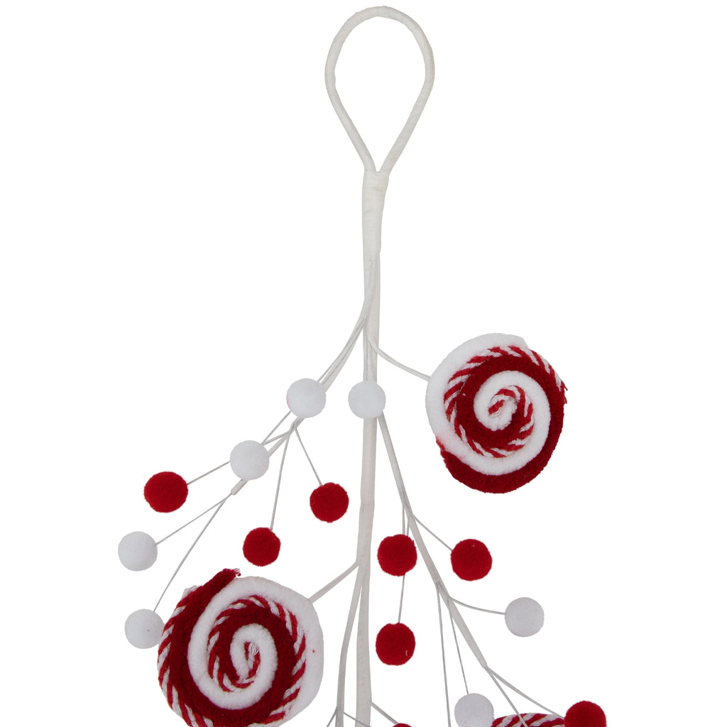 Northlight 30" Candy Cane Swirls and Pom Poms Christmas Garland