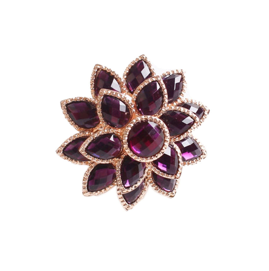Rhinestone Crystal Flower Napkin Rings Wedding Holiday Table Decoration - Set of 4 (Purple Crystal Flower)