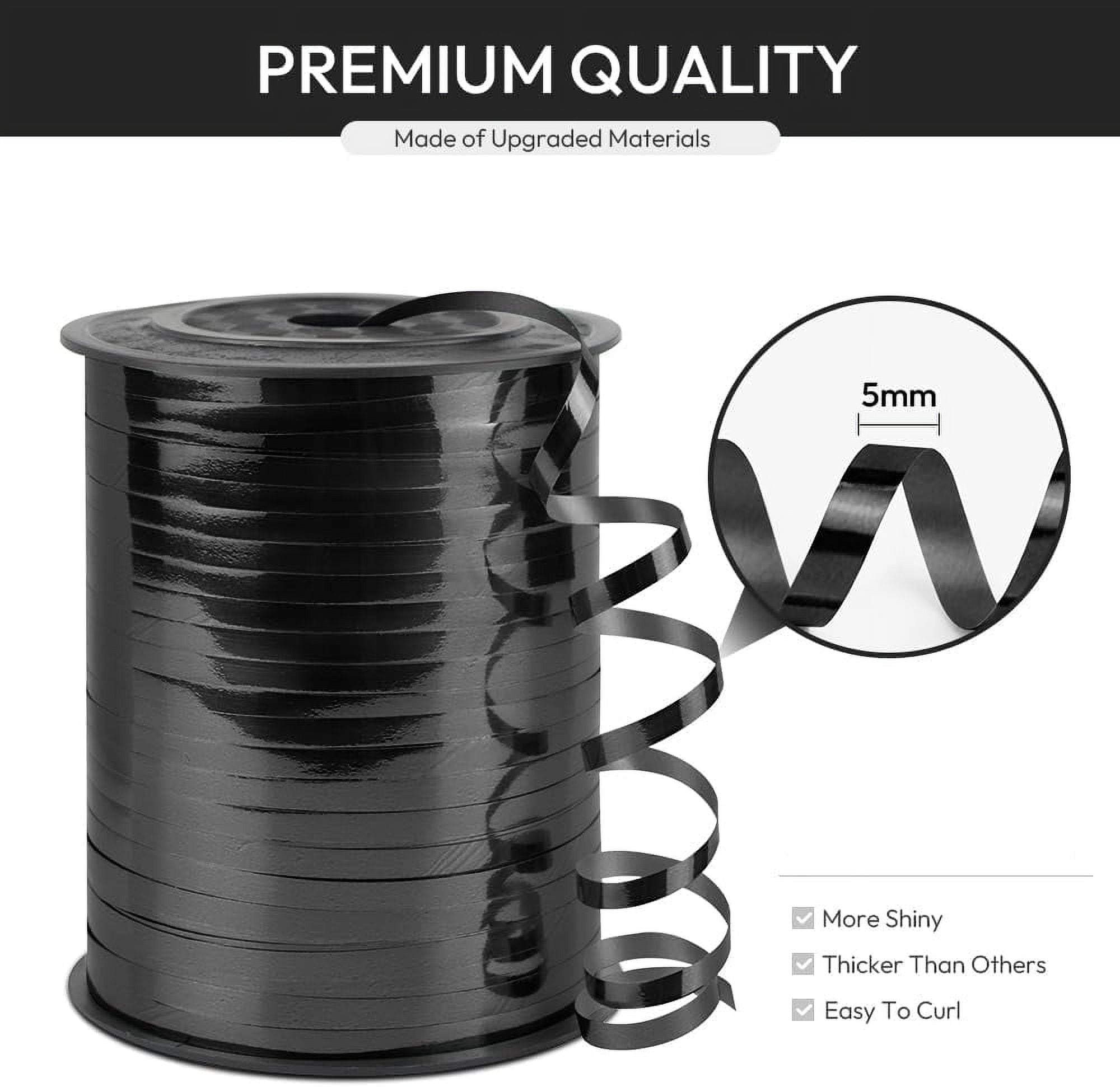 Metallic Shiny Curling Ribbon，400m，0.5cm for Crafts,Gift Wrapping, Balloon String, Baby Shower, Parties & Festivals, Florist Flowers (Reflective black)