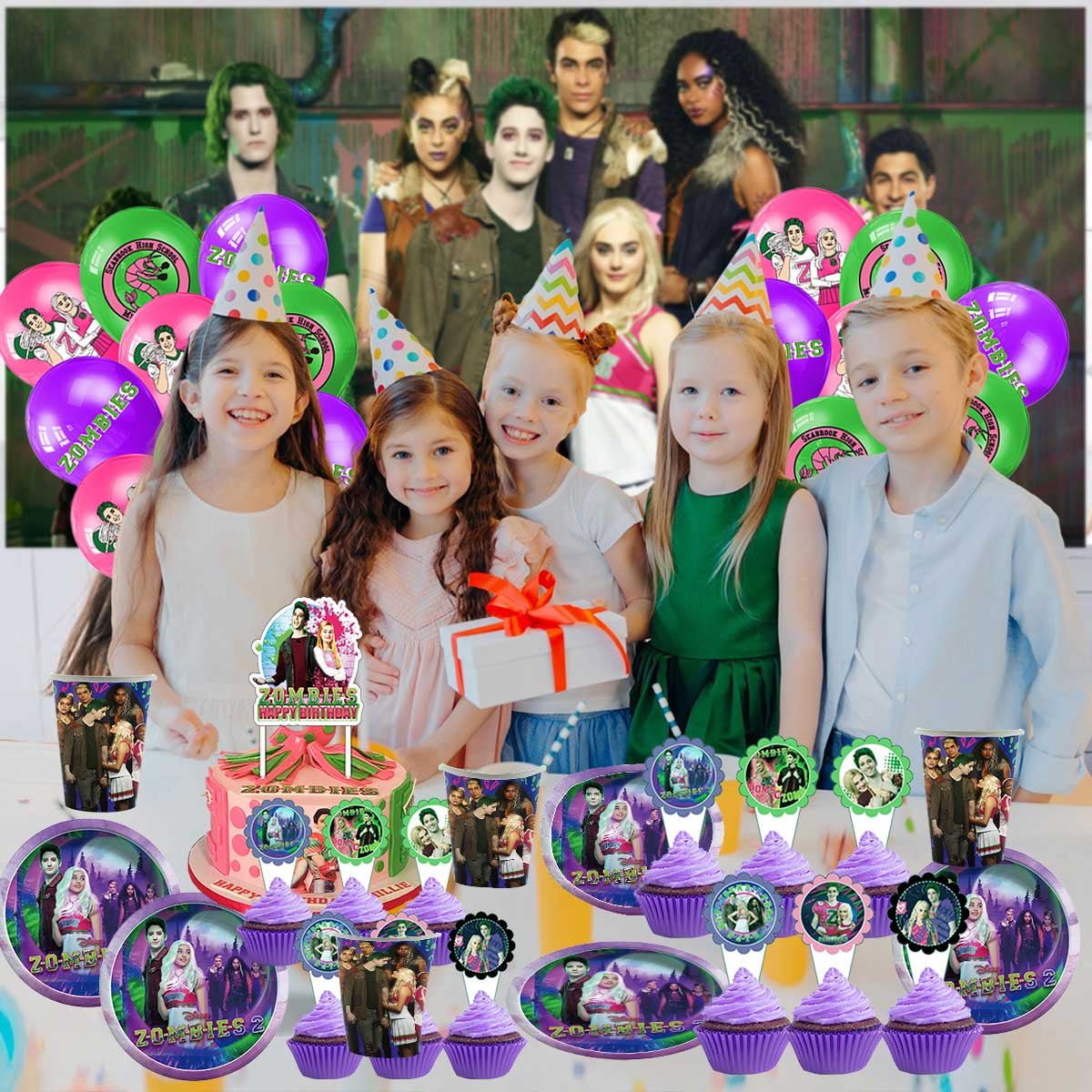 Zombie Birthday Party Supplies Balloons Paper Plates Decoration Cake Topper Decor Tableware Banner Backdrop
