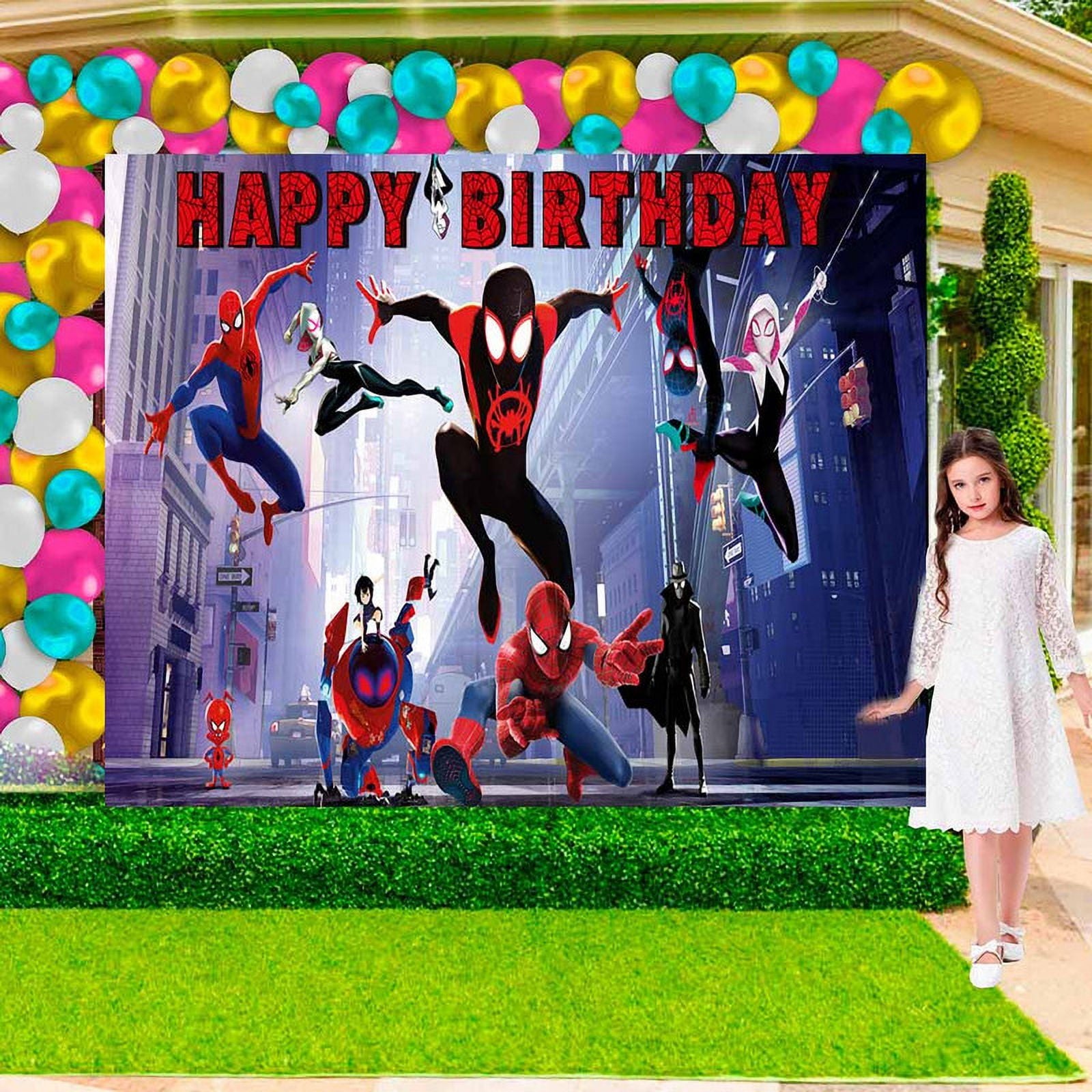 Miles Morales Party Supplies Plates Decorations Birthday Cake Topper Banner Decor Backdrop Balloons