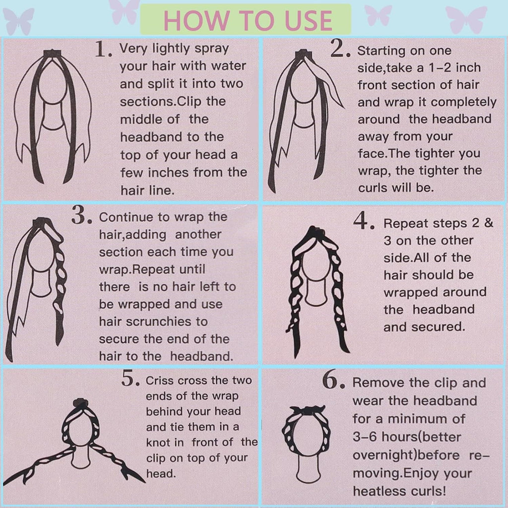 Heat Less Curling Headband for Overnight Curls, No Heat Hair Curling Ribbon and Set for Long Hair (Leopard Print)