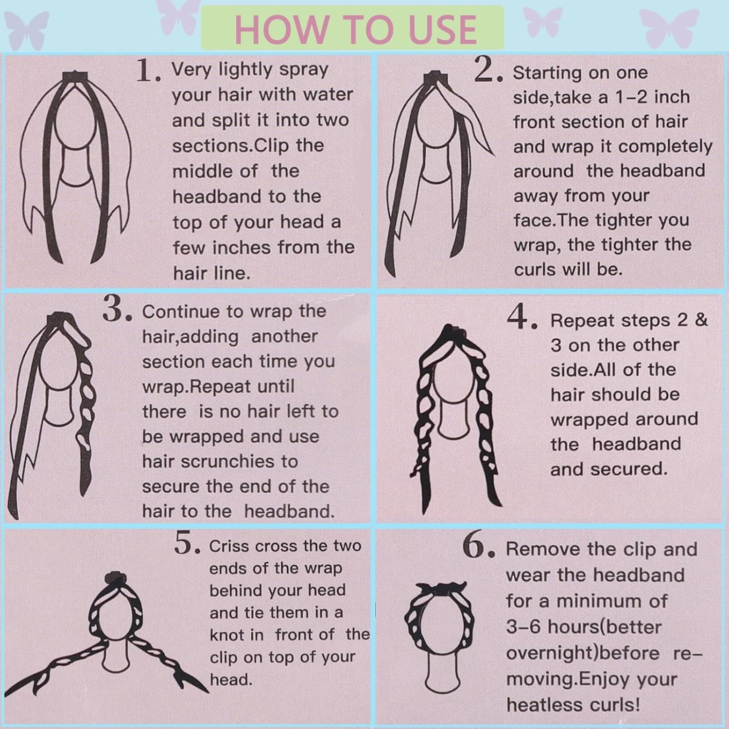 Heat Less Curling Headband for Overnight Curls, No Heat Hair Curling Ribbon and Set for Long Hair (Leopard Print)
