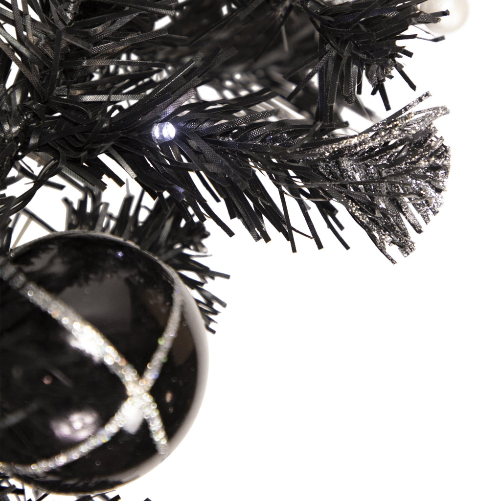 Northlight Pre-Lit Battery Operated Black Pine Artificial Christmas Garland -  6' x 10" - Cool White