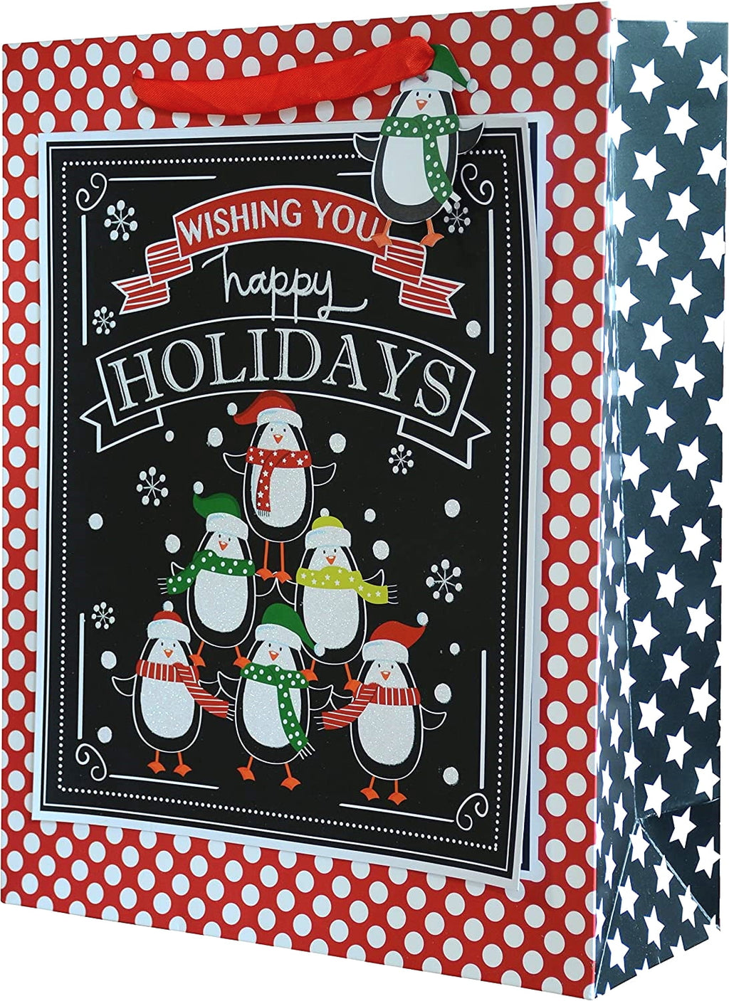 Christmas Gift Bags with Holiday Prints - Large Scale Holiday Design Packages - Easy Gift Storing & Wrapping for Christmas - Pack of 27