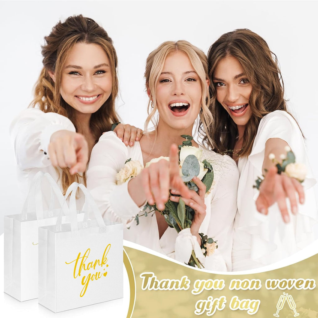 30Pcs Thank You Gift Bags, Large Reusable Gift Bags，Thank You Bags with Handles for Business, Shopping, Wedding, Baby Shower, Graduations, Party Favors (12.4x11x4.7Inch)