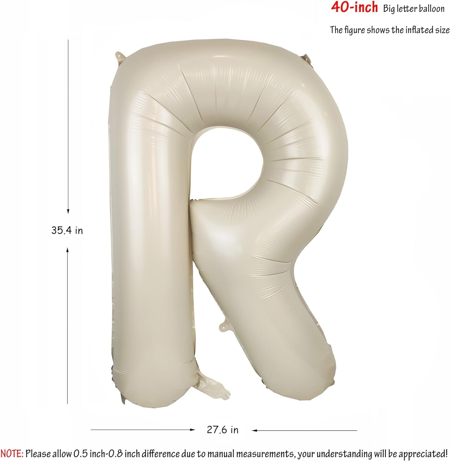 hlquji 40 In Cream White Letter H Balloons Big Alphabet Foil Word Balloon Beige Large Inflating Balloon Letters Sand Mylar Helium Custom Letter Balloon For Boys Girls Birthday Party Baby