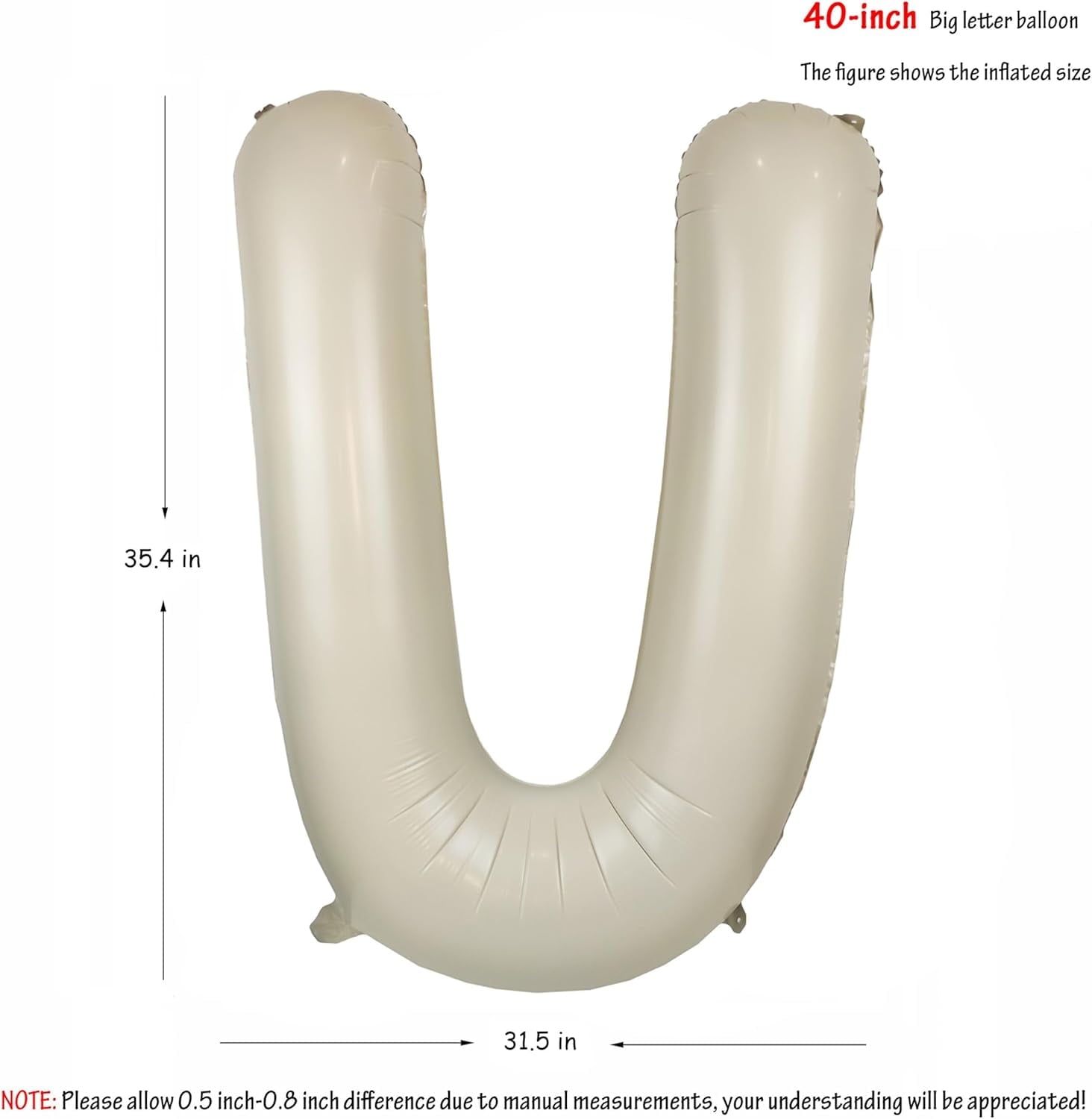 hlquji 40 In Cream White Letter H Balloons Big Alphabet Foil Word Balloon Beige Large Inflating Balloon Letters Sand Mylar Helium Custom Letter Balloon For Boys Girls Birthday Party Baby