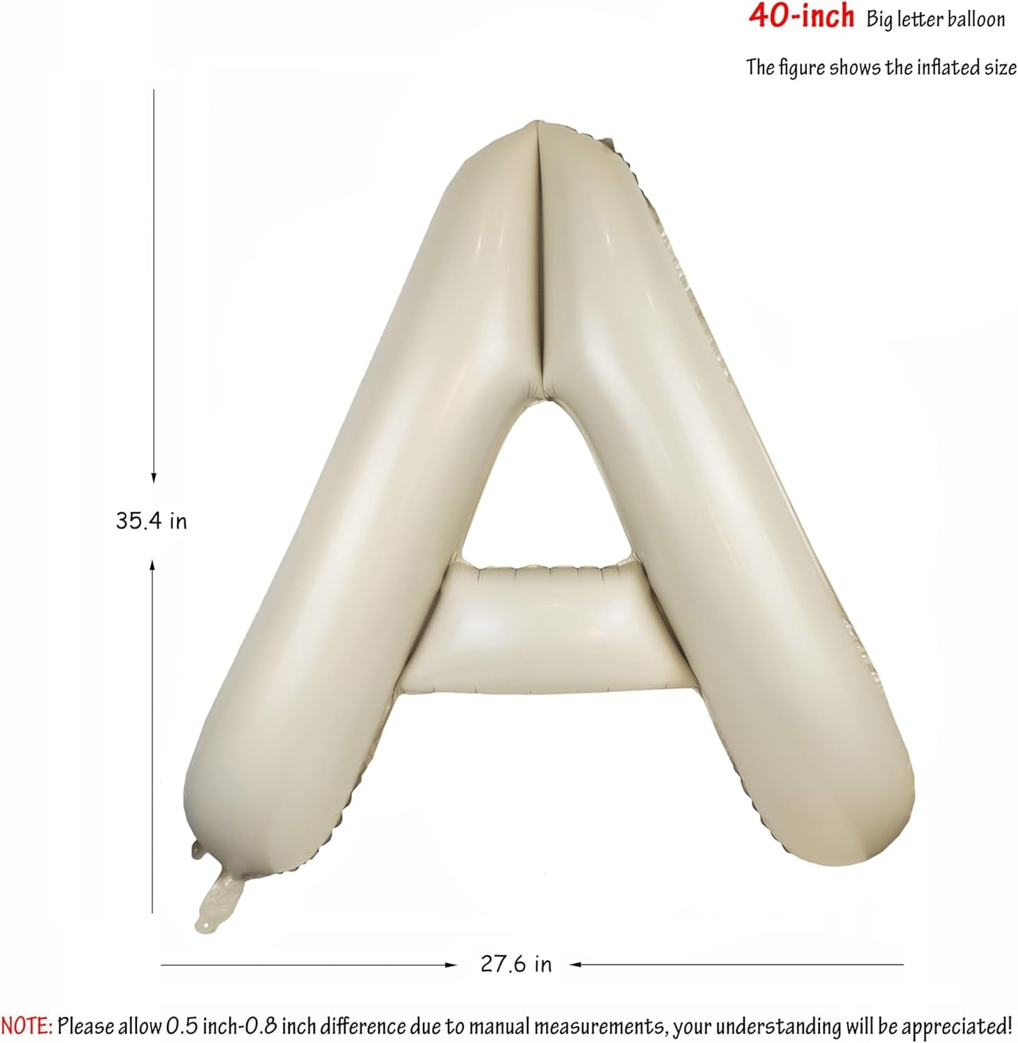 hlquji 40 In Cream White Letter H Balloons Big Alphabet Foil Word Balloon Beige Large Inflating Balloon Letters Sand Mylar Helium Custom Letter Balloon For Boys Girls Birthday Party Baby